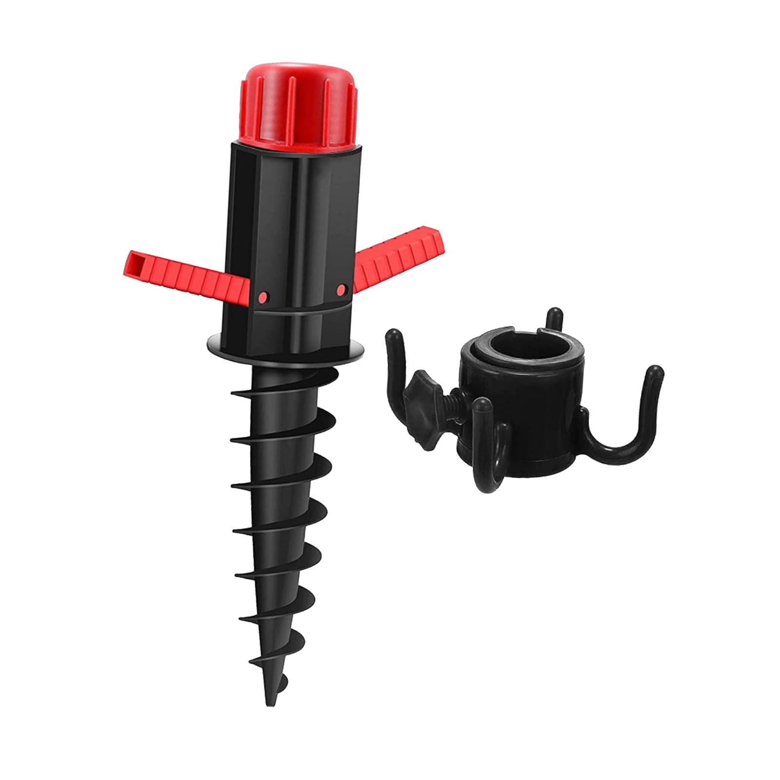Magideal - Sombrilla De Playa Anclaje De Arena Con Gancho De Sombrilla Soporte De Base De Sombrilla De Patio Anclaje De Tornillo De Sombrilla De Césped Para Ganchos Negros