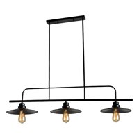 Genérico - Lámpara Colgante Vintage Campanas Negras Led Triple Cabezal