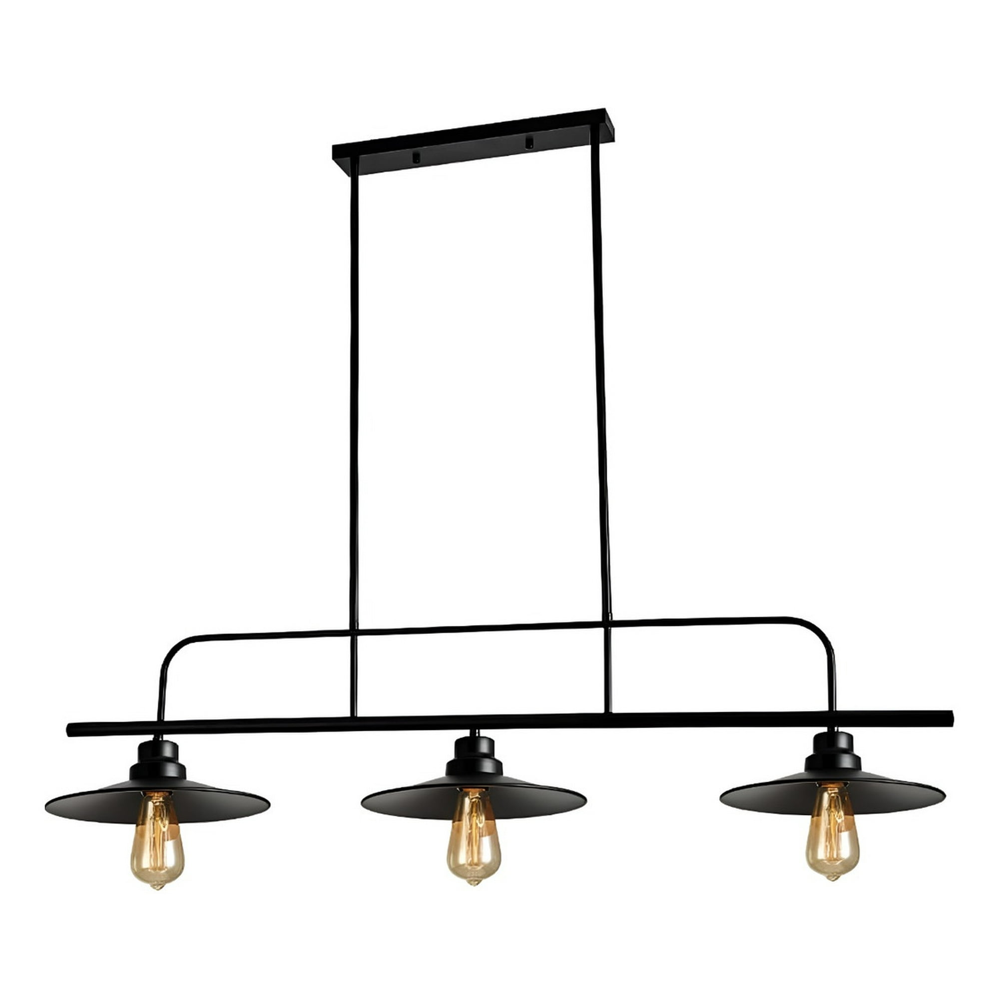 Genérico - Lámpara Colgante Vintage Campanas Negras Led Triple Cabezal