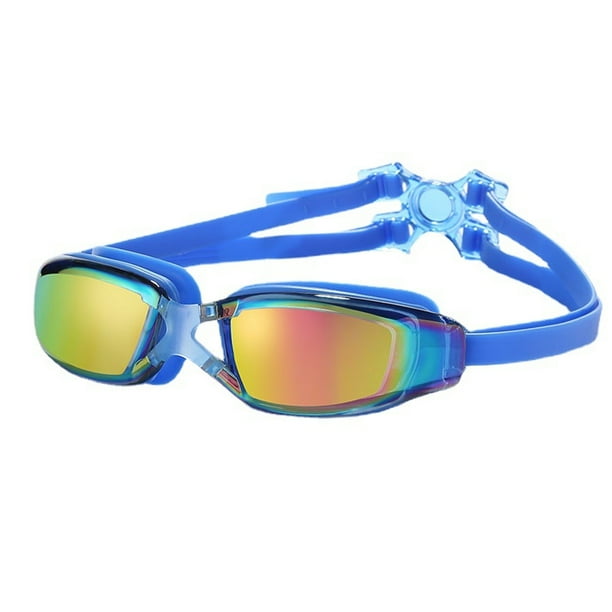 Gafas de natación con montura grande, resistentes al agua y a la niebla, de silicona galvanizada HD para adultos, para hombres y mujeres.