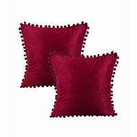 Genérico - Pack De 2 Fundas De Cojines Terciopelo Con Pompones 45X45 Cm Conchevino