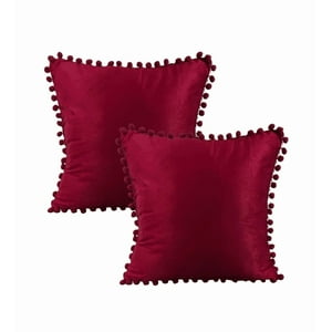 Genérico - Pack De 2 Fundas De Cojines Terciopelo Con Pompones 45X45 Cm Conchevino