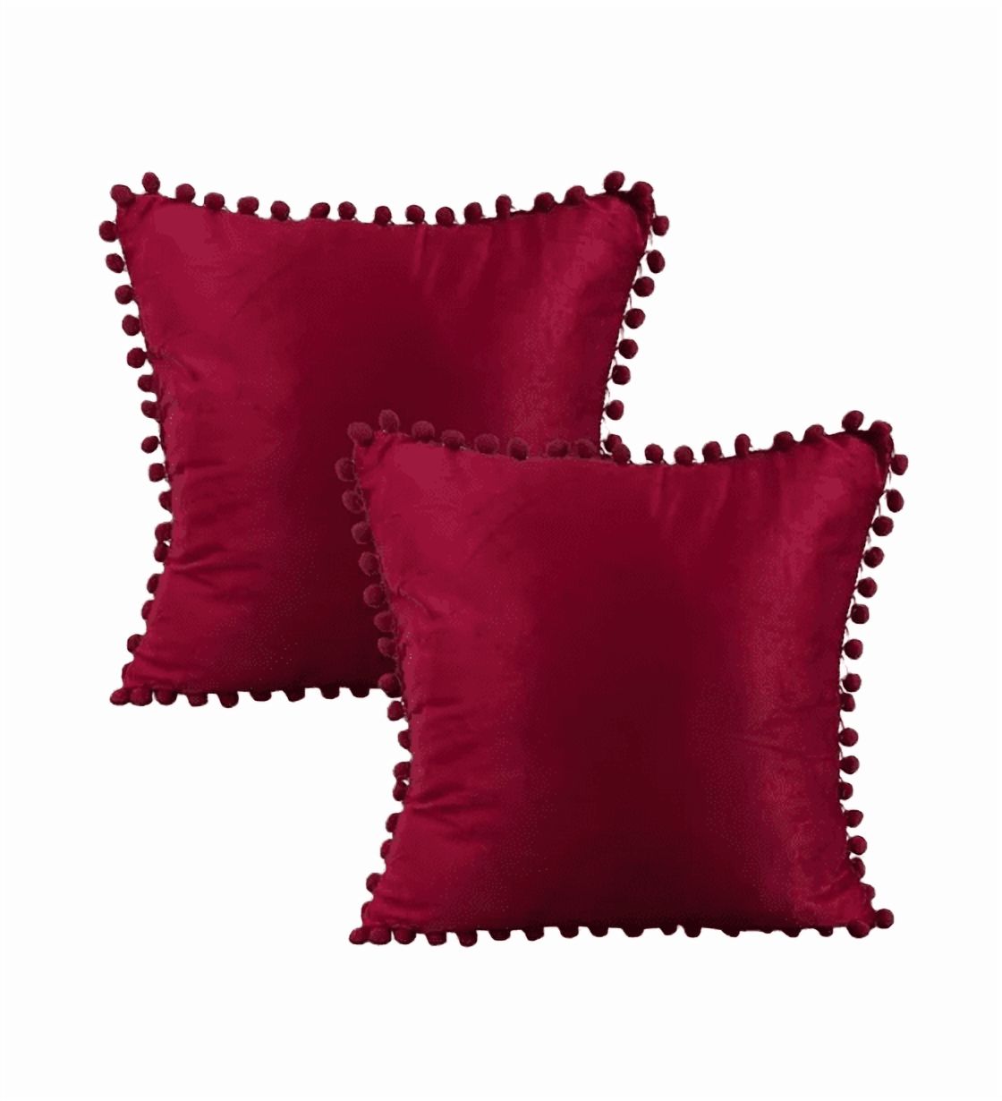 Genérico - Pack De 2 Fundas De Cojines Terciopelo Con Pompones 45X45 Cm Conchevino