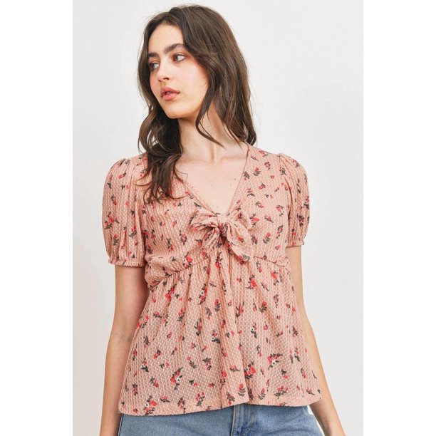 Top con Lazo Frontal y Diseño de Waffle Floral | Lider