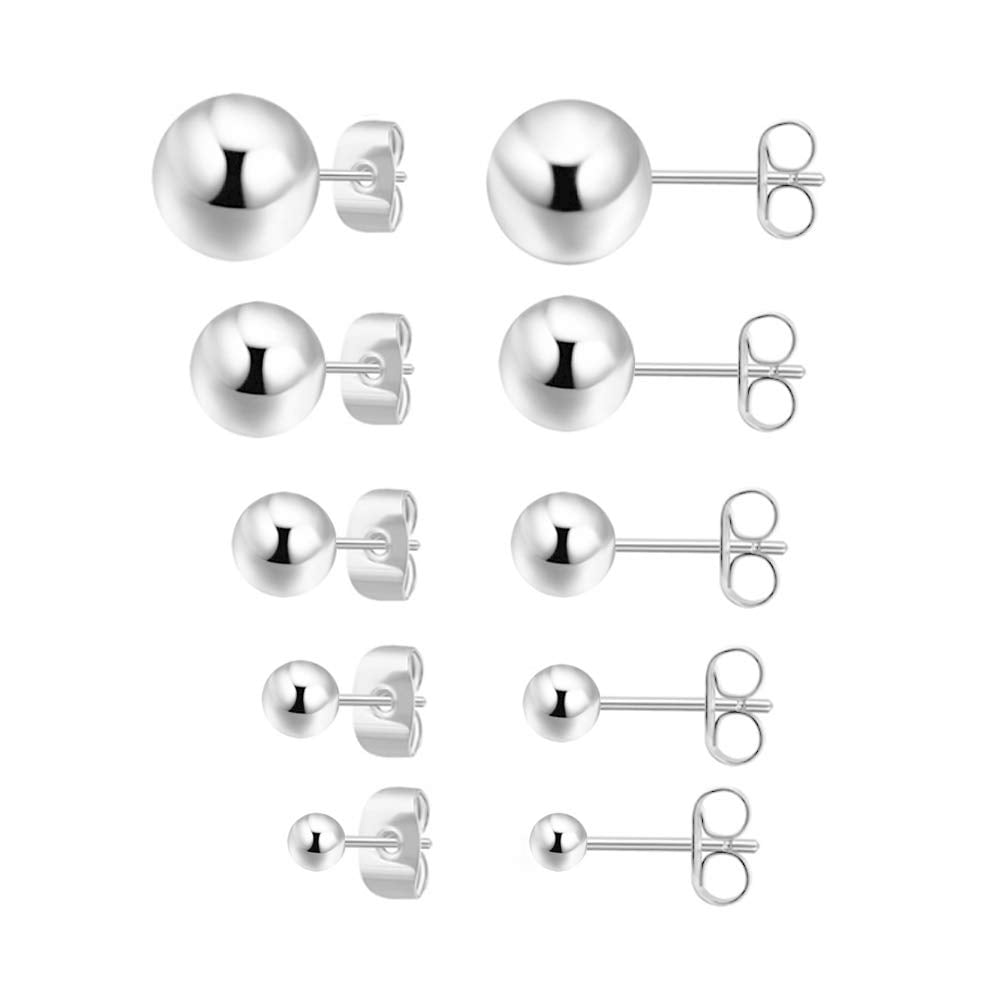Pendientes Obertis De Plata De Ley 925 Para Mujer, 5 Pares