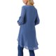 thumbnail image 3 of INSPIRE CHIC Blusas asimétricas de gasa casuales elegantes para mujer con mangas largas de linterna y cuello redondo, parte superior alta y baja M Gris Azul, 3 of 6