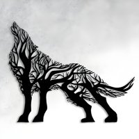 Genérico - Cuadro Lobo Hecho Con Ramas