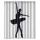 thumbnail image 1 of Cortina de ducha con silueta de bailarina de ballet, diseño de sombras, con ganchos, 60 x 72 pulgadas, 1 of 3