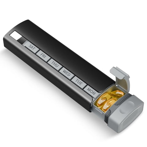 Xusx111 - Caja De Píldoras De Alta Capacidad De Aluminio Elegante Del Organizador De Píldoras Semanales De 7 Días Para Suplementos, Píldoras, Vitaminas Y Medicamentos