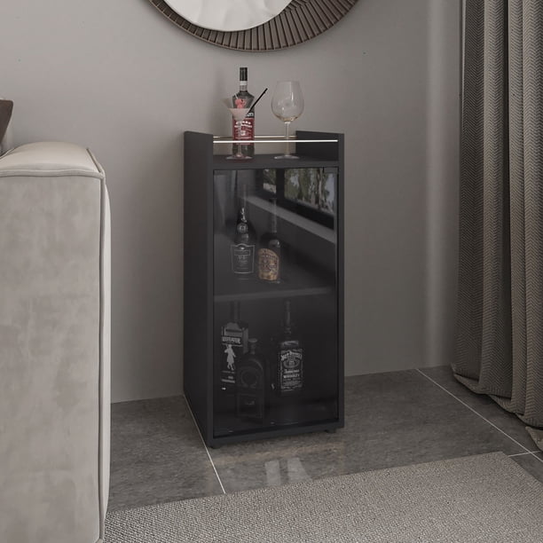 Bar Bajo Theba 1 Puerta Vidrio 81,3x38,1x37,6 Cm Wengue
