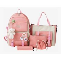 Riqui - Mochila Escolar 5 Piezas Kit Rosada