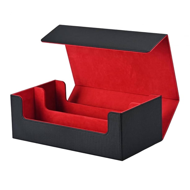 1200+Caja De Baraja De Cartas Coleccionables Caja De Almacenamiento De Baraja De Cartas Resistente Para Cartas De Baloncesto Negro Y Rojo