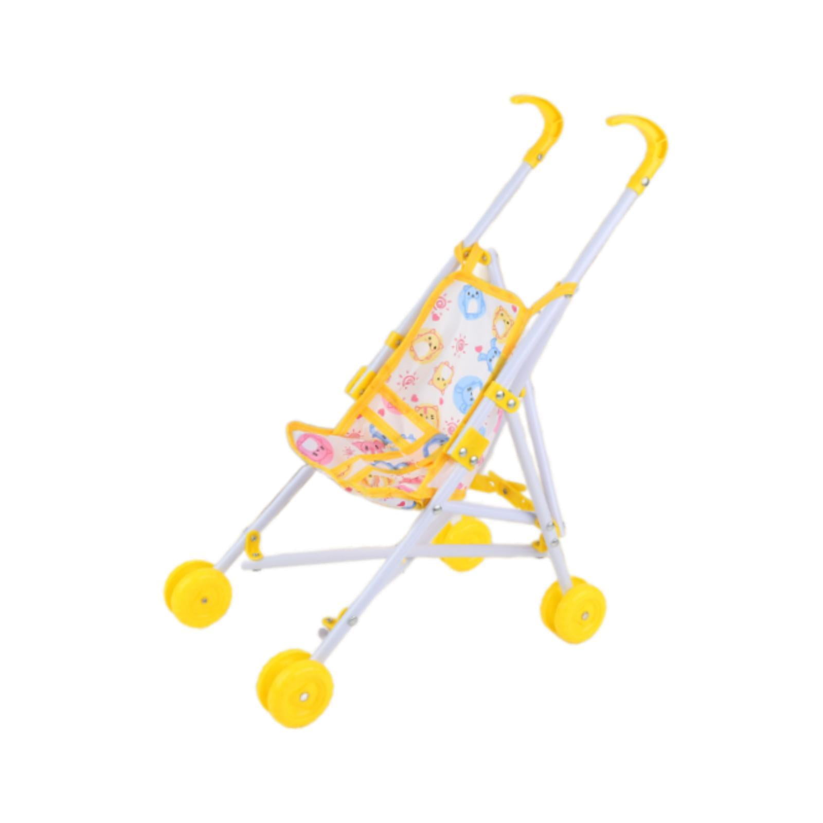 Magideal - Carrito De Empuje En Miniatura Plegable, Juguete De Regalo, Porta Muñecas, Juego De Rol, Cochecitos De Muñecas Para Bebés Educativos, 10 Pulgadas Para Amarillo