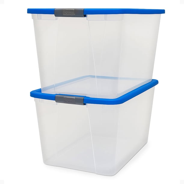 Bandejas organizadoras de almacenamiento HOMZ, 64 cuartos de galón (60 L), paquete de 2 unidades de plástico transparente