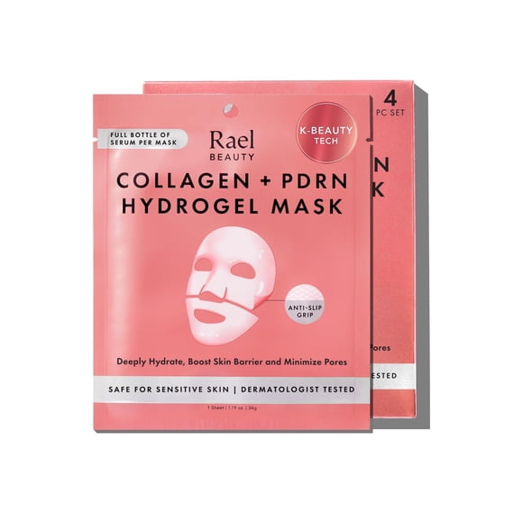 Mascarilla facial Rael Deep Hydration & Moisturizing con colágeno, 4 unidades
