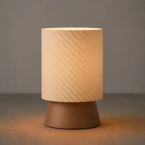 Lámpara de Mesa Velador SLVJE Spiral Glow E27 Impresa en 3D 30 cm Chocolate / Beige + Ampolleta