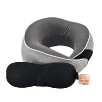 Bothyi - Almohada De Viaje Cómoda Almohada De Apoyo Portátil Para Tren Autobús Hogar Tapones Para Los Oídos Gris Claro