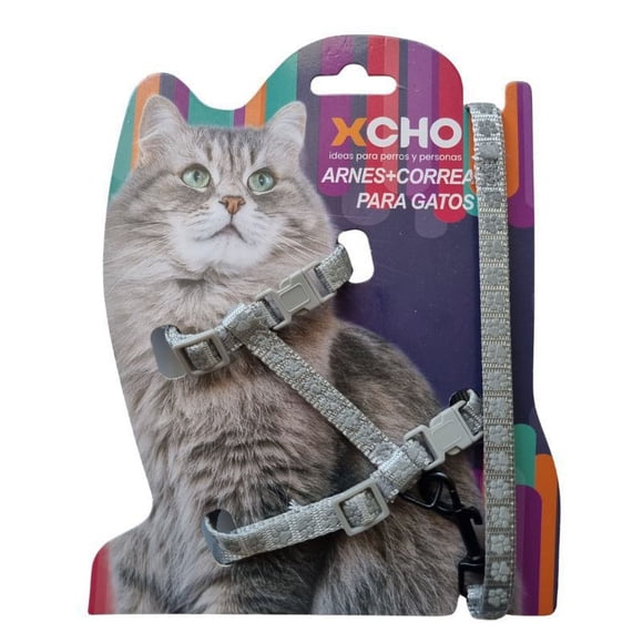Arnes Pechera Xcho + Correa Para Gatos Mascota Pequeñas Xs (Gris)