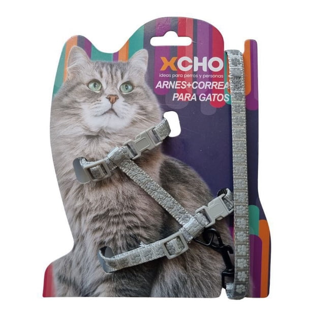 Arnes Pechera Xcho + Correa Para Gatos Mascota Pequeñas Xs (Gris)