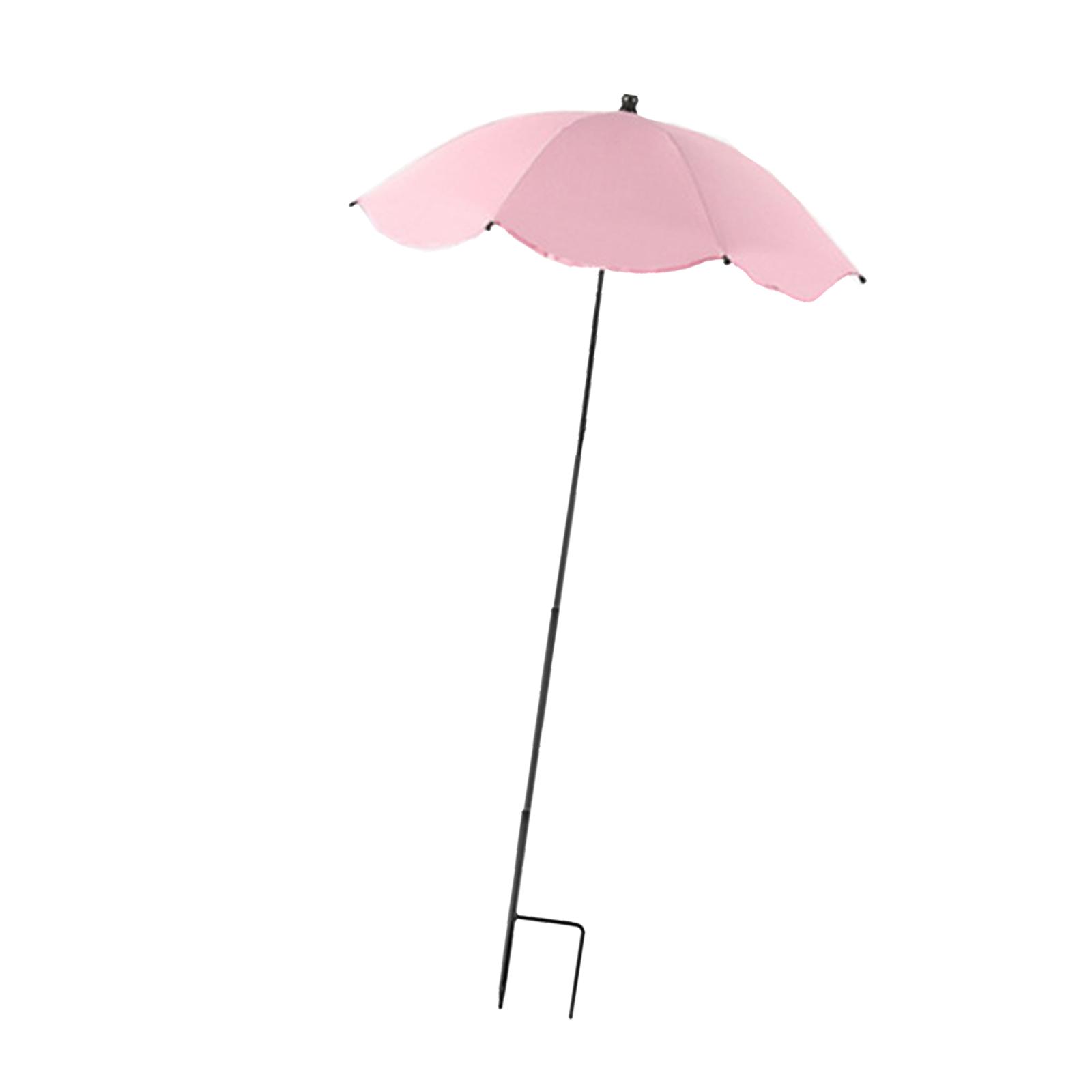 Ioensy - Sombrilla Para Plantas Con Estaca De Metal, Resistente A La Intemperie, Color Rosa