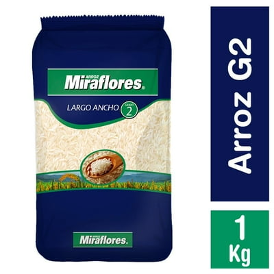 Arroz Grado 2 Largo Ancho Bolsa 1 Kg Miraflores