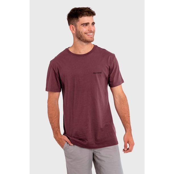 Polera Orgánica Classic Logo V2 Burdeo Hombre Falcone