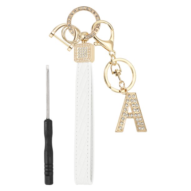 Llavero de Muñeca de Cuero, Llavero de Letra A con Anillo para Llaves y Anillo en D Llavero Decorativo de Alfabeto para Bolsa Mochila DIY, Tono Dorado