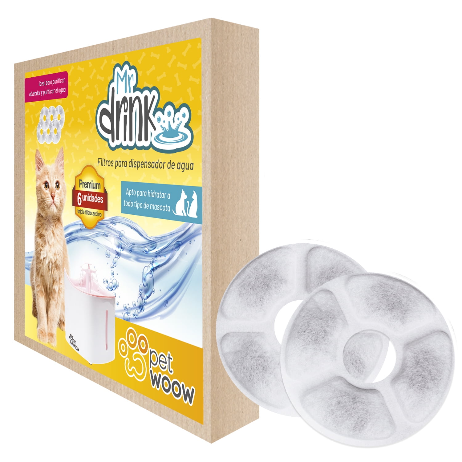 Petwoow - Filtros Dispensadores De Agua Con Rejilla 6 Unidades