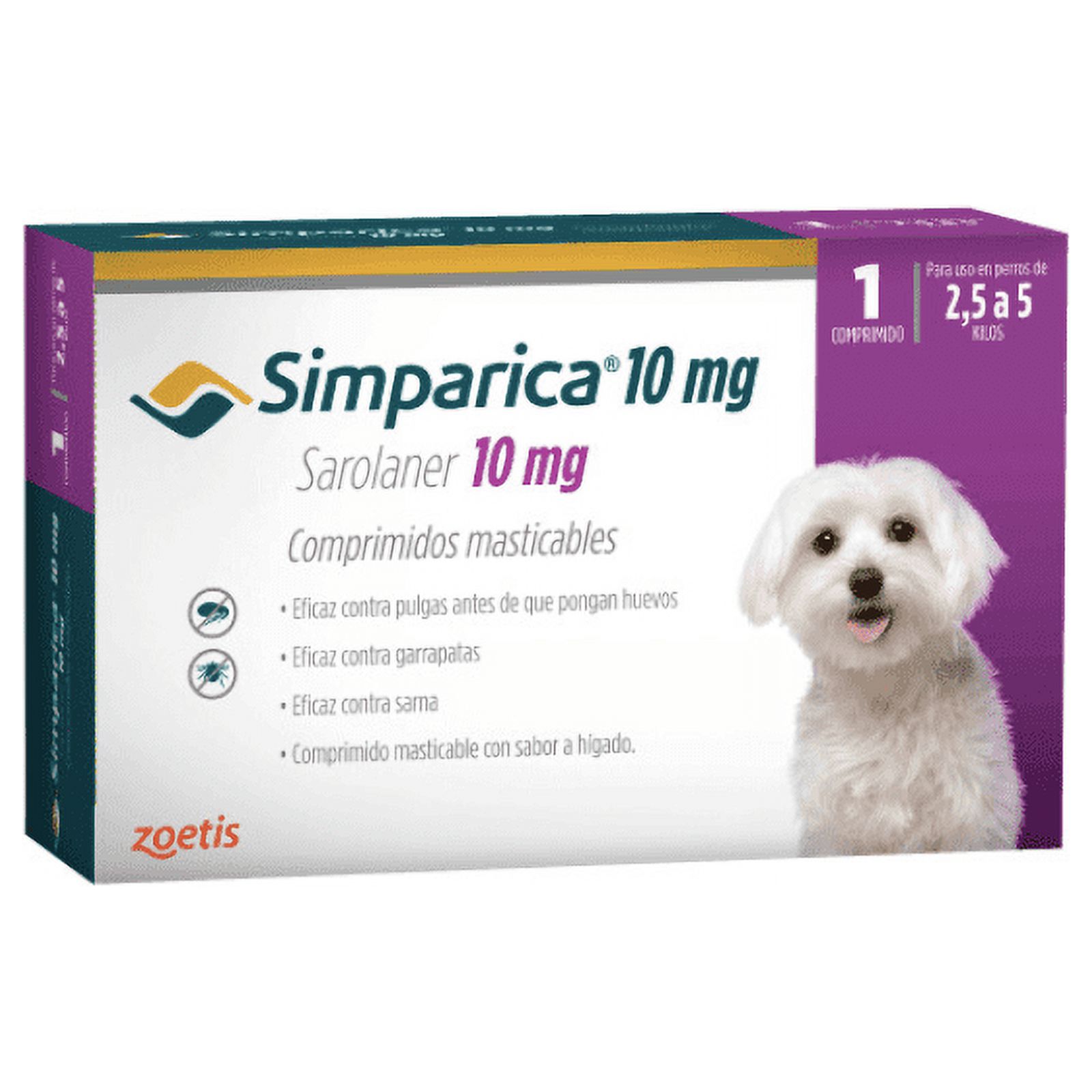 Zoetis - Simparica Para Perros De 2.5 A 5 Kg. 1 Comprimido