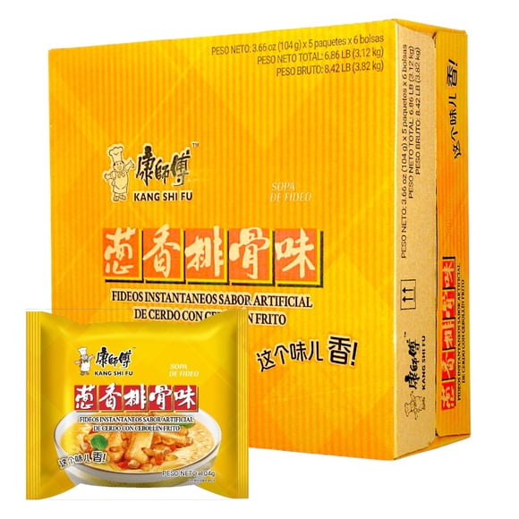 Fideo Instantaneo Kang Shi Fu Sabor Artificial de Cerdo con Cebollín Frito 104g*30 Bolsas