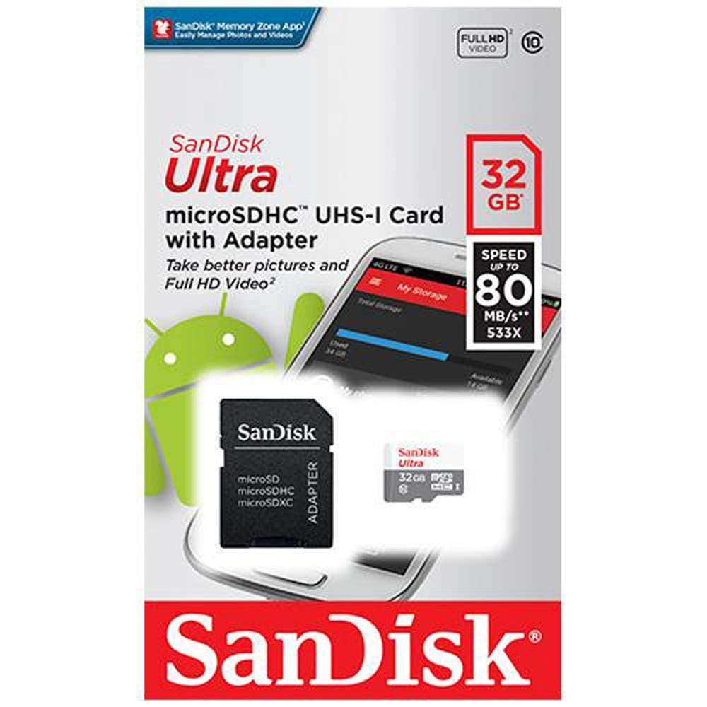 Sandisk Microsd Ultra 32gb C10 Ush-1 80mb S