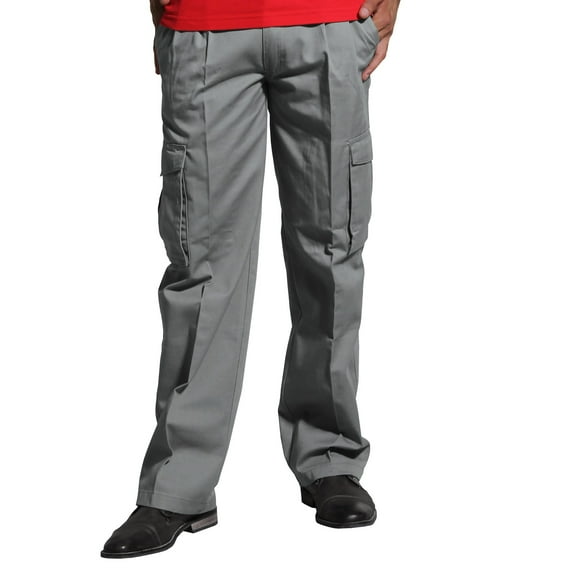 Pantalón Cargo Hombre Gabardina Pinzado Gris