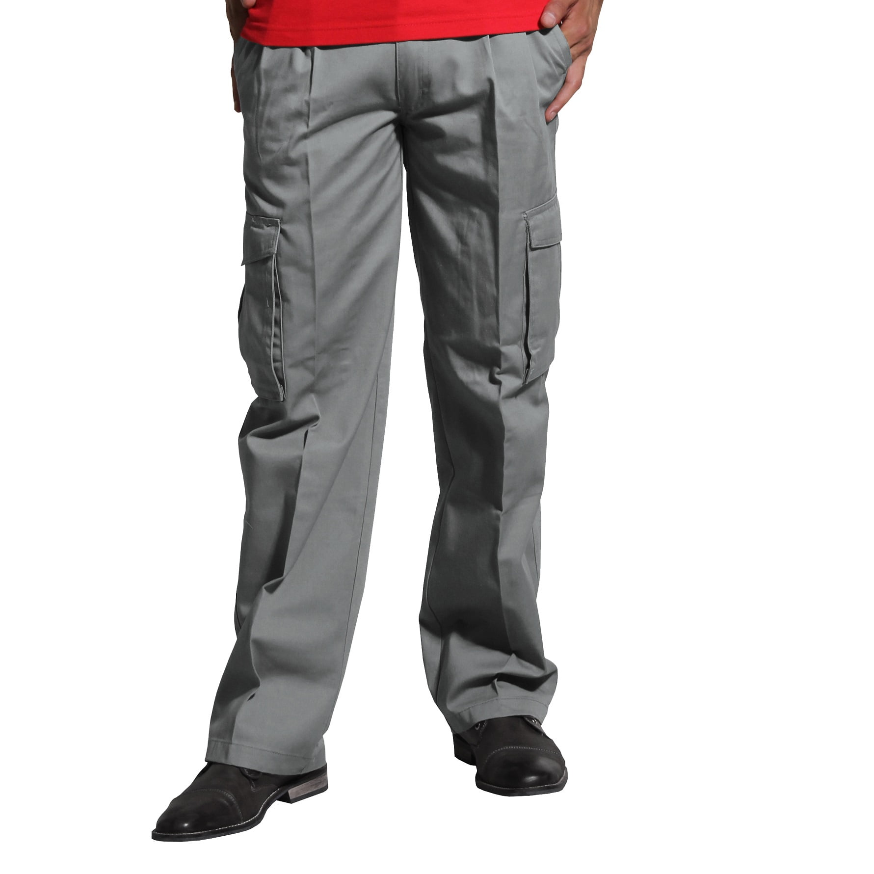 90 Grados - Pantalón Cargo Hombre Gabardina Pinzado Gris