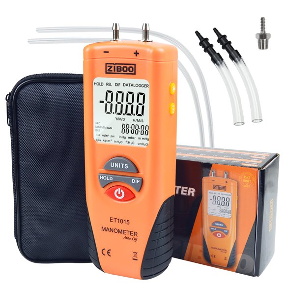 Manómetro ZIBOO ET1013 LCD de Doble Puerto