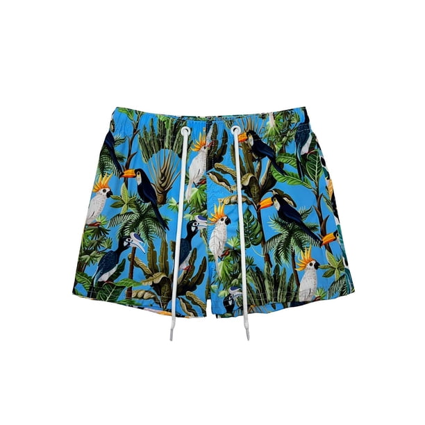 Traje De Baño Estampado Celeste Short Sin Malla Niño Talla 6