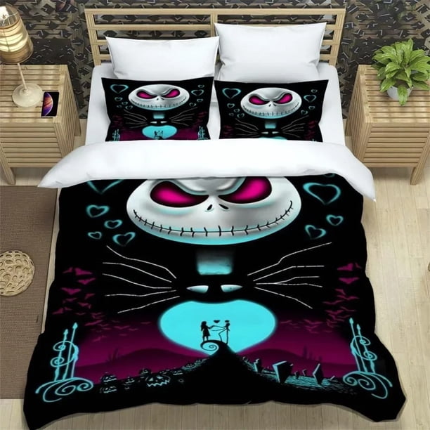 The Nightmare Before Christmas Bedding Set,Nightmare Before Christmas Duvet Cover Set,Cartoon Quilt Cover Polyeste Bed Sheets