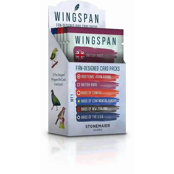Set de cartas Stonemaier Games Wingspan, diseño de aves, promoción de aves