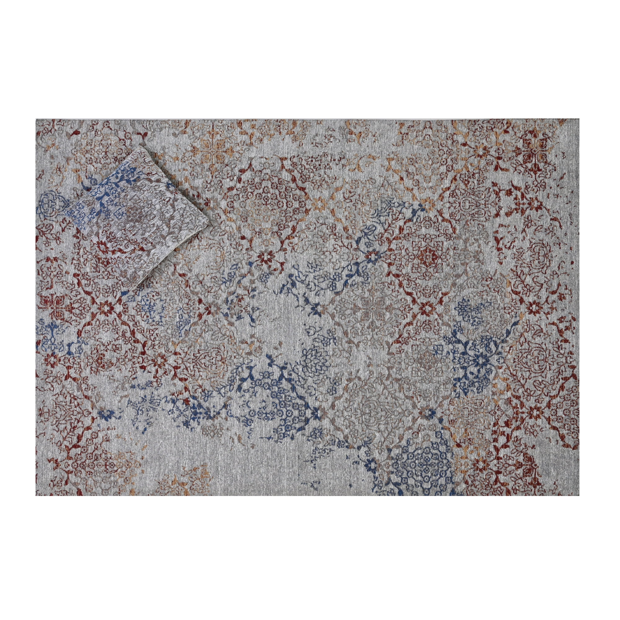 Decoghar - Alfombra Sintetica Deco Jacquard C/antideslizante Flores Gris Diseño Vintage 2,7x3,6 Mts