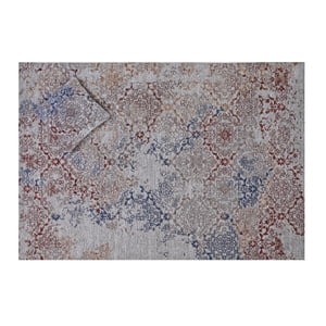 Decoghar - Alfombra Sintetica Deco Jacquard C/Antideslizante Flores Gris Diseño Vintage 2,7X3,6 Mts