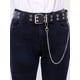 thumbnail image 4 of Cinturón de cuero con doble ojal y hebillas de cadena para mujer, estilo punk, para vestir., 4 of 7