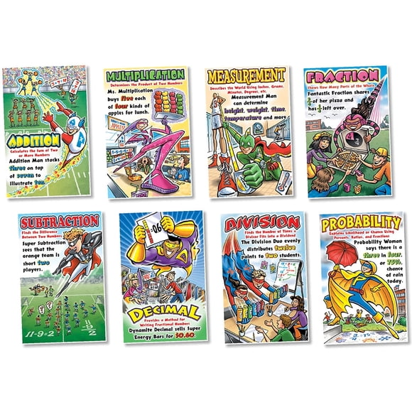 Set de tablón de anuncios de superhéroes matemáticos de North Star con guía