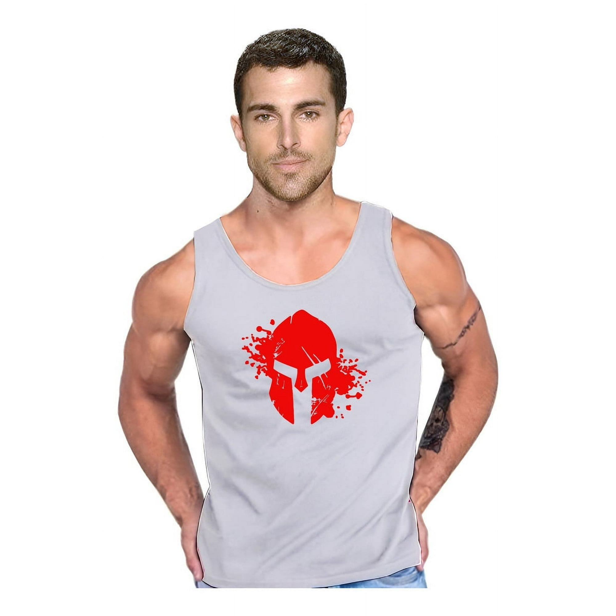 Persodesign - Polera Espartano Warrior Musculosa Tank Gym Pesas Crossfit Talla S Gris Hombre