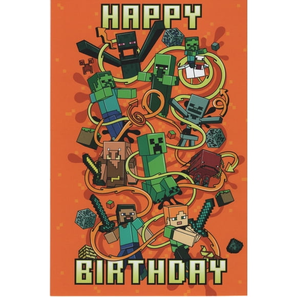Tarjeta de Felicitación Heartline de Hallmark Minecraft Feliz Cumpleaños