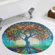 thumbnail image 5 of Árbol de la Vida Alfombra Redonda de Felpa Coral, Antideslizante, No Desprende Pelusas, Lavable y Duradera para Salón, Dormitorio y Habitación de Niños 60cm, 5 of 6