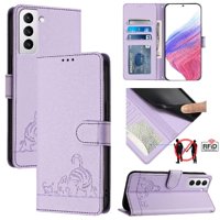 Funda Tipo Cartera Foxdock Para Samsung Galaxy S21 Fe Con Soporte, Ranuras, Rfid, Diseño De Gato