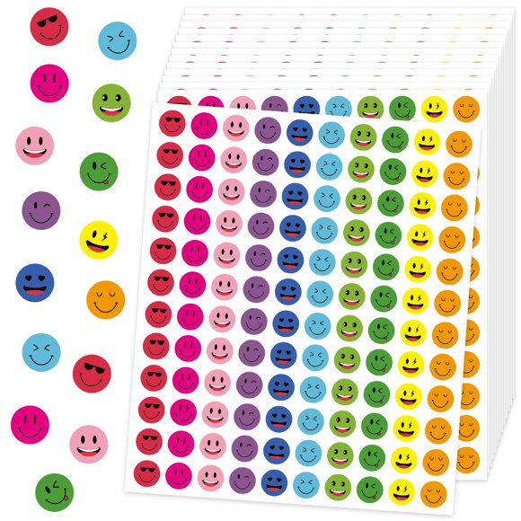 Pegatinas Leezead 6000 piezas Caras sonrientes coloridas redondas