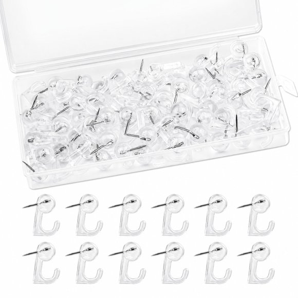 Ganchos de chincheta transparentes Mayboos – Pack de 60 unidades