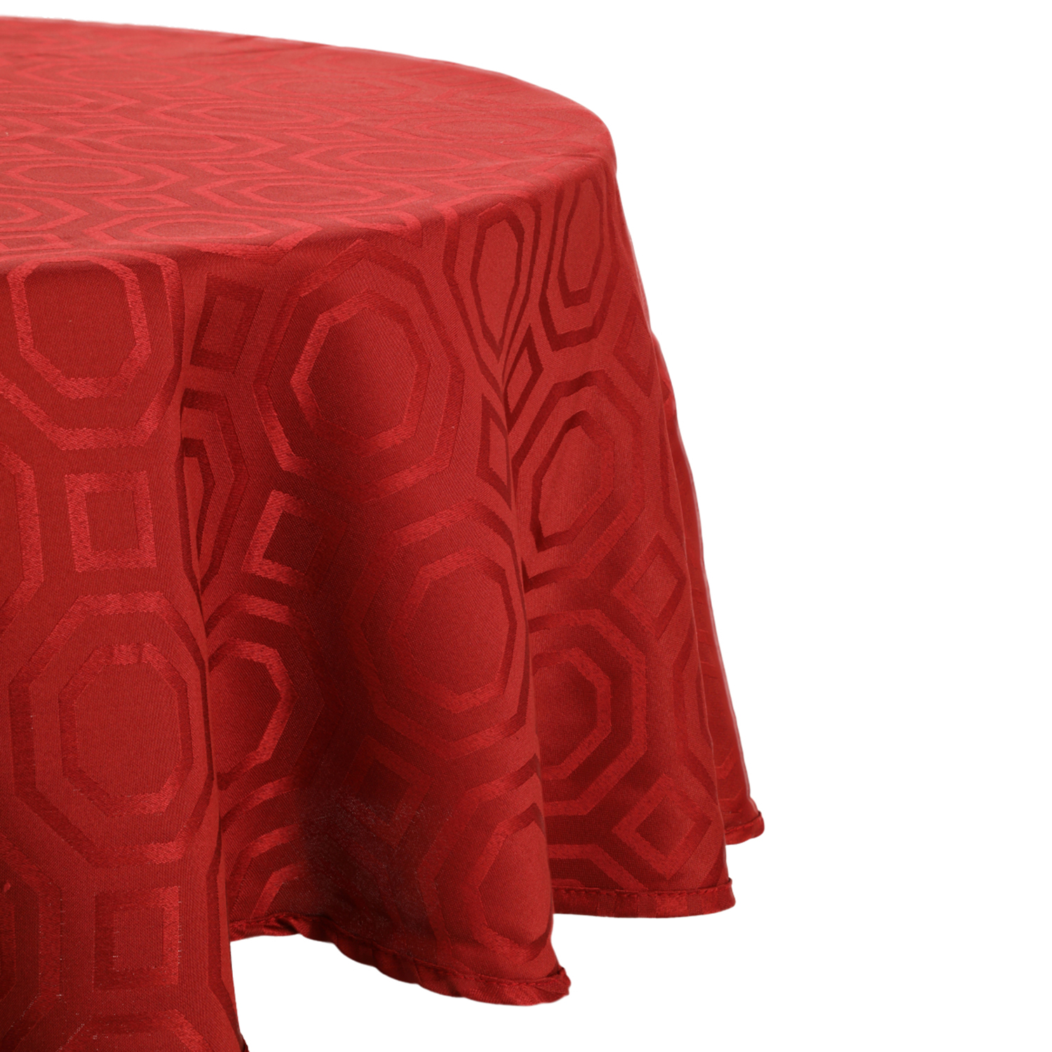 Sueño Blanco - Mantel Redondo Geom. Burdeo