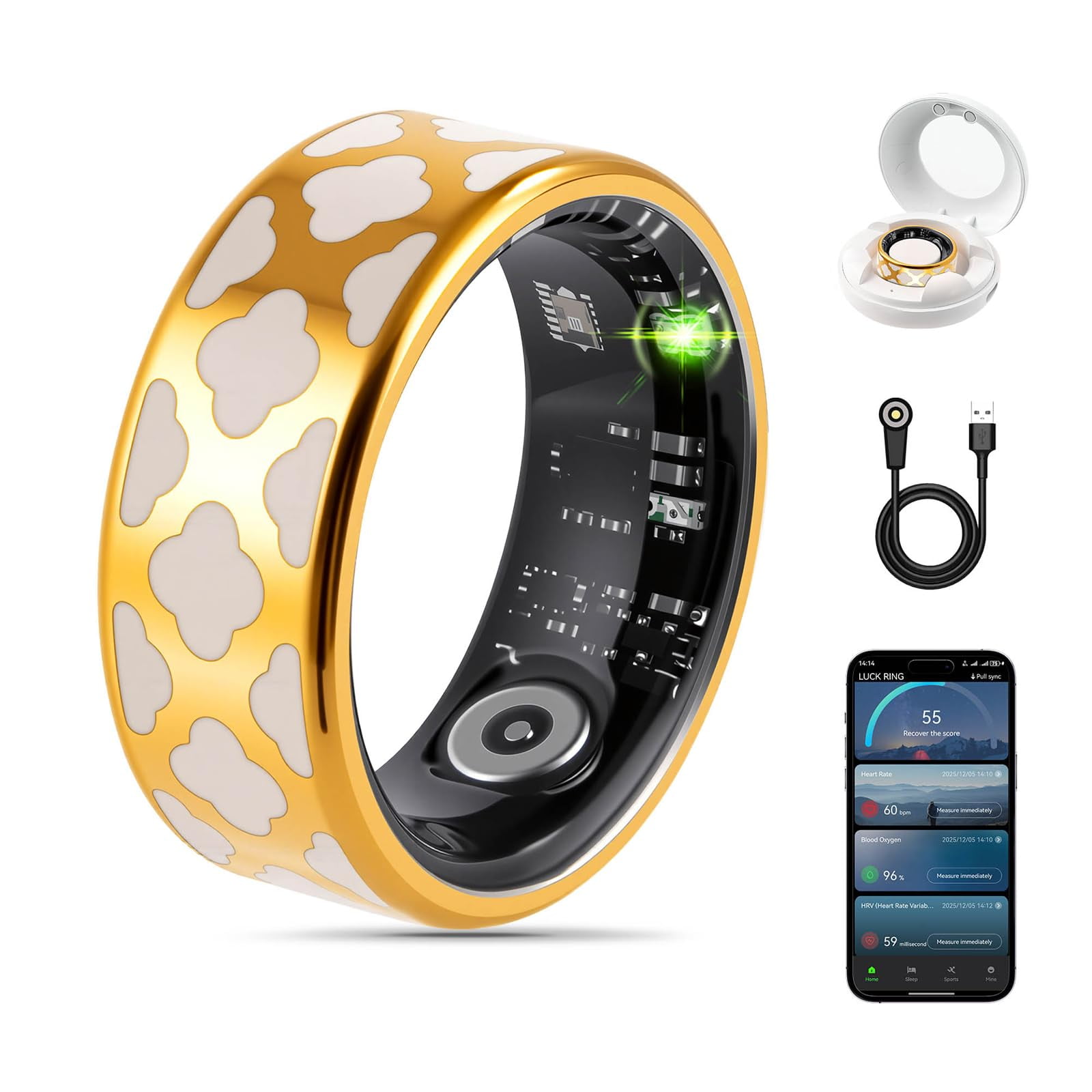 Fahkns - Monitor De Actividad Física Smart Health Ring Esmalte Para Medir La Frecuencia Cardíaca