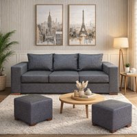 Dkora - Living Cedric 3 Cuerpos + 2 Pouf Marengo